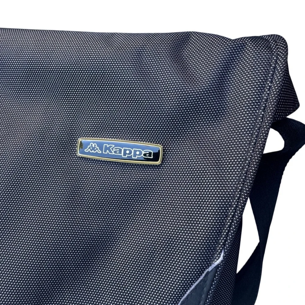 Kappa Mens Black Ballistic Nylon Messenger Laptop Bag Padded Strap Sportswear